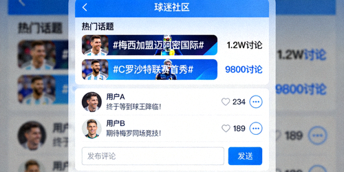 球迷社区互动截图 - 热门话题讨论界面